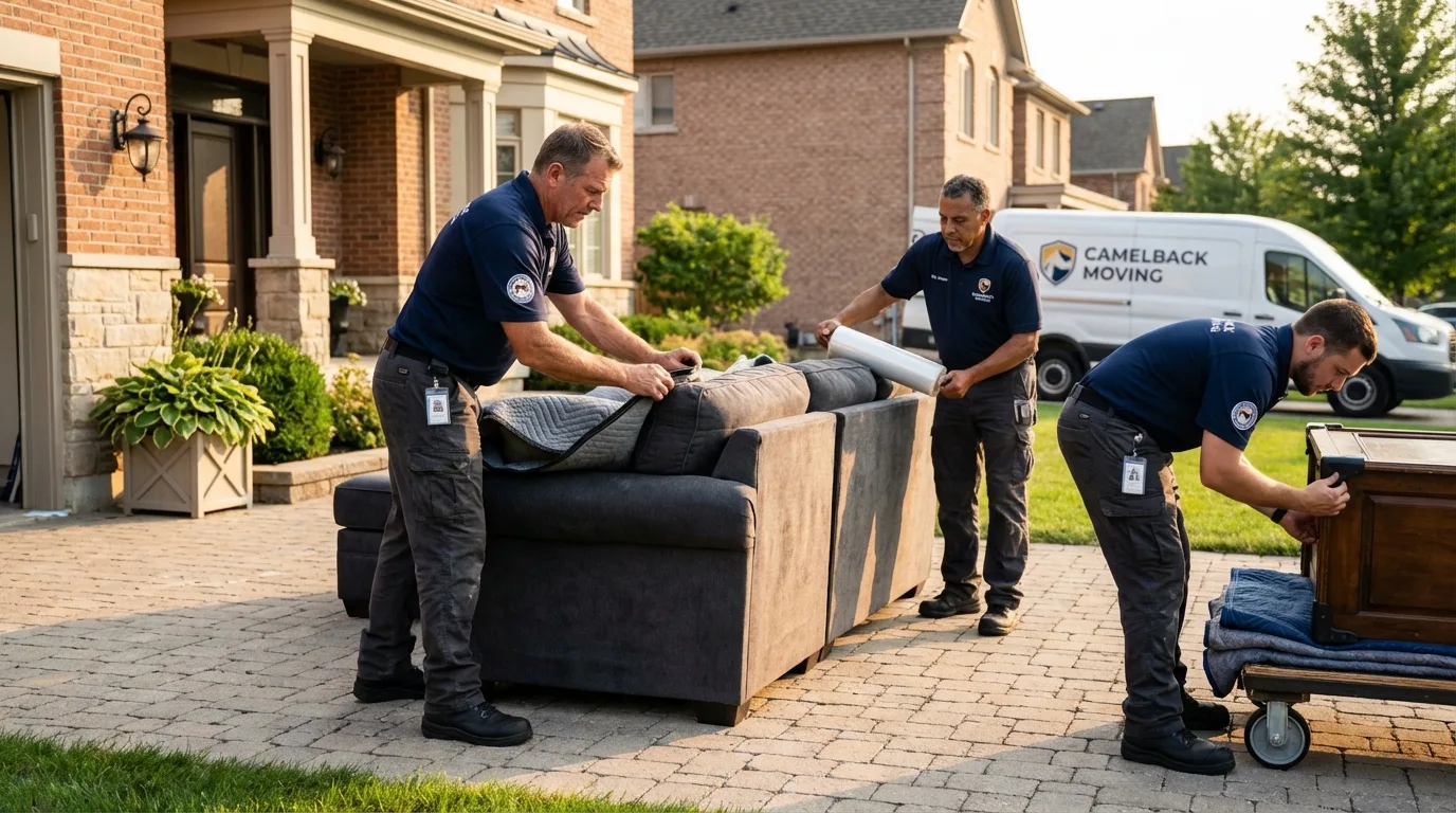 Large estate moving crew wrapping furniture in Shelton, NE