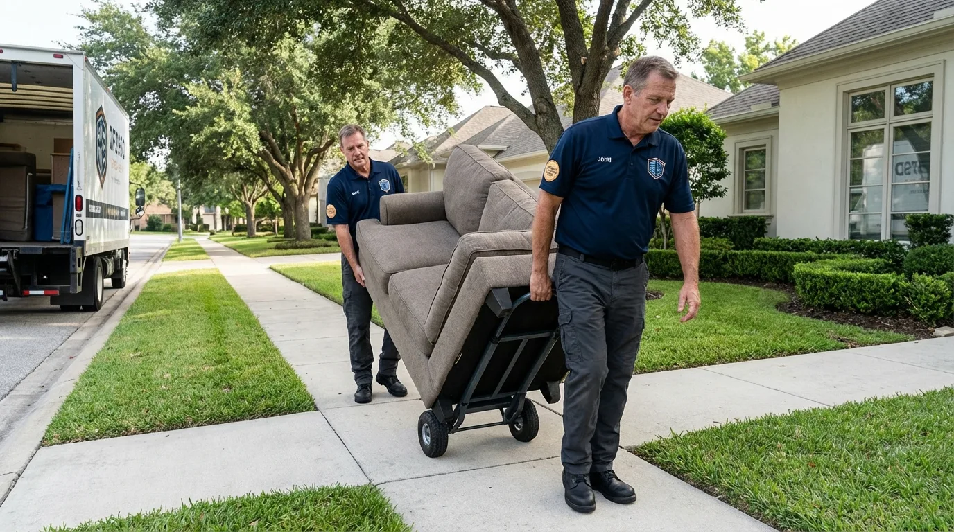 Local residential moving crew loading furniture in Shelton, NE